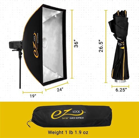 Glow EZ Lock Softbox to Go Kit - Glow EZ Lock 24x36 Quick Strip Rectangular Bowens Mount Softbox Lighting Kit with External and Internal Diffusers, Deflector Disk and Eggcrate Grid, 2-Pack in Kuwait