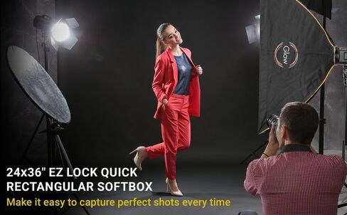 Glow EZ Lock Softbox to Go Kit - Glow EZ Lock 24x36 Quick Strip Rectangular Bowens Mount Softbox Lighting Kit with External and Internal Diffusers, Deflector Disk and Eggcrate Grid, 2-Pack in Kuwait