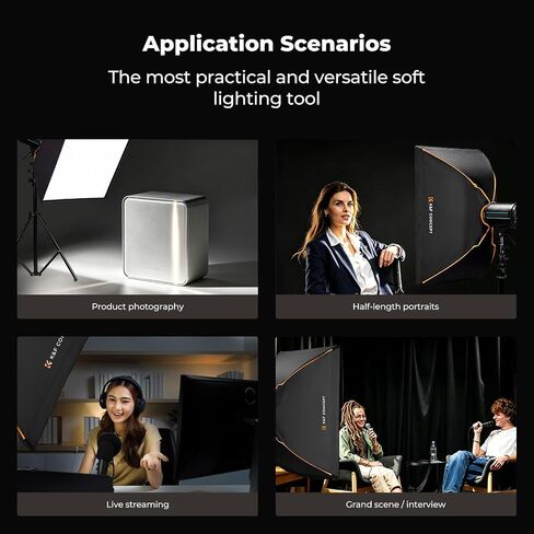 K&F CONCEPT Rectangular Softbox 24"x35"/60x90cm, Quick-Release | Portable Soft Box with Diffusers/Honeycomb Grid/Grid Bag/Bowens Mount for COB Light, Studio, Product Photography LJ01 in Saudi Arabia
