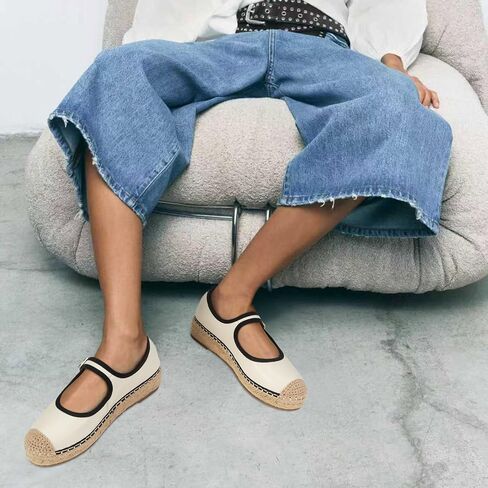 Platform Mary Jane Flats for Women Mesh Comfort Woven Raffia Espadrilles Flats Summer Dressy Buckle Strap Ballerina Flats in Kuwait