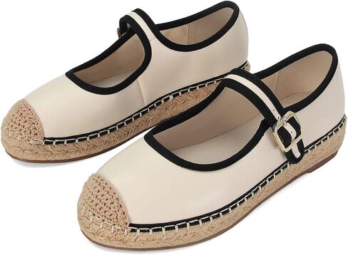 Platform Mary Jane Flats for Women Mesh Comfort Woven Raffia Espadrilles Flats Summer Dressy Buckle Strap Ballerina Flats in Kuwait