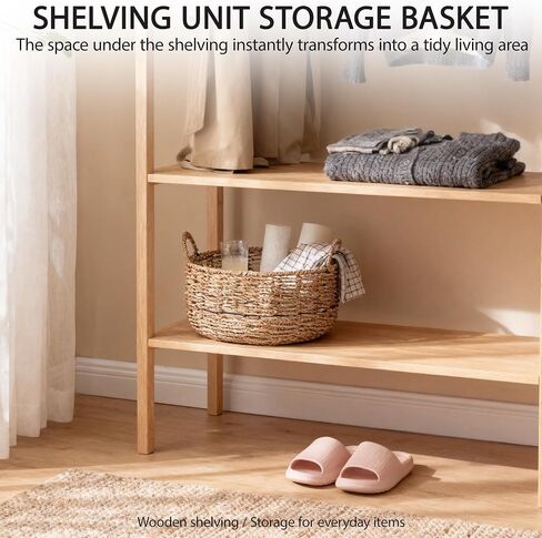 Round Seagrass Storage Basket with Handles - Handwoven Wicker Basket (12.01"Dx5.51"H) in Saudi Arabia