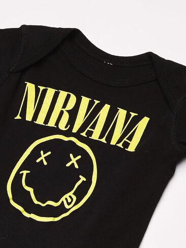 Nirvana unisex baby Nirvana Smiley Onesie, Black, 6 Months and Toddler T Shirt Set, Black, 12 US in Kuwait