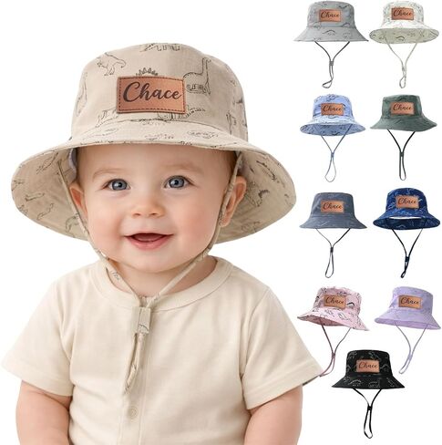 lanleay Personalized Baby Sun Hat UPF 50+ Custom Toddlers Bucket Hats Kids | Hat for Boy Girls Sun Protection Wide Brim Beach Kids Hat Personalized Monogrammed Gift in Kuwait