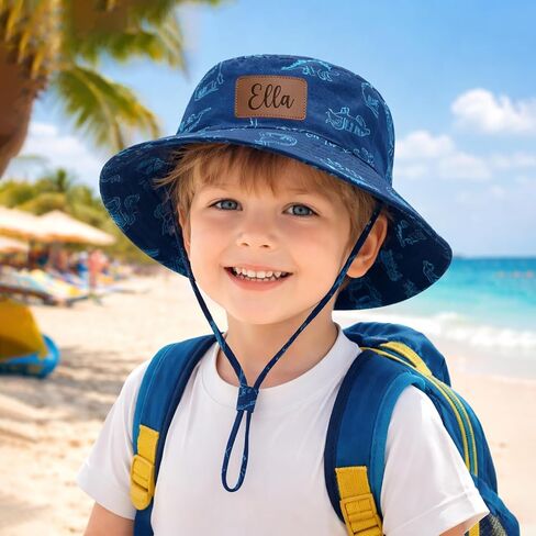 lanleay Personalized Baby Sun Hat UPF 50+ Custom Toddlers Bucket Hats Kids | Hat for Boy Girls Sun Protection Wide Brim Beach Kids Hat Personalized Monogrammed Gift in Kuwait