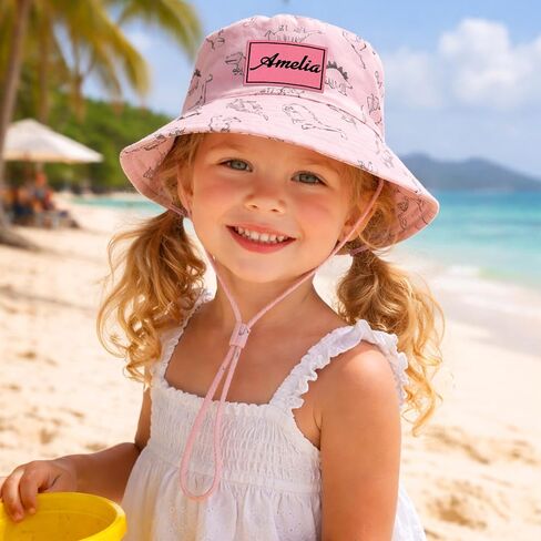 lanleay Personalized Baby Sun Hat UPF 50+ Custom Toddlers Bucket Hats Kids | Hat for Boy Girls Sun Protection Wide Brim Beach Kids Hat Personalized Monogrammed Gift in Kuwait