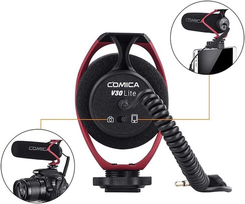 Comica CVM-V30-LITE Directional On-Camera Shotgun Microphone, Red in Kuwait