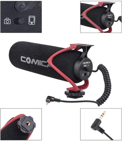 Comica CVM-V30-LITE Directional On-Camera Shotgun Microphone, Red in Kuwait