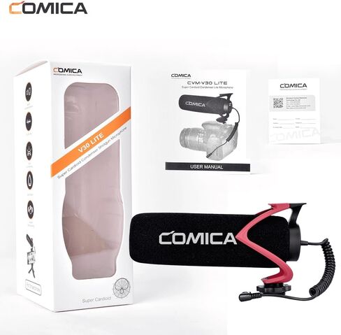 Comica CVM-V30-LITE Directional On-Camera Shotgun Microphone, Red in Kuwait