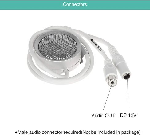 Hi-Fi RCA Microphone for Voice Recording | Work with IP Security Cameras DVRs High Fidelity Microphone Ideal for CCTV Surveillance System (LINO-HAP120) in Kuwait