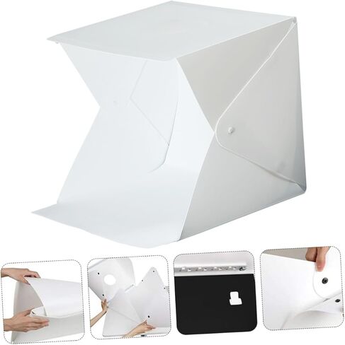 VALICLUD Mini Portable Photo Box Tent with LED Light Strip, 20cm Folding Photography Softbox with 4 Colored Backdrops for Product Shooting and Studio Lighting in Kuwait