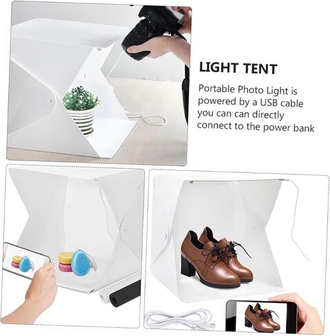 20cm Mini Folding Light Box Portable Photography Tent with 4-Color Backdrops LED Softbox for Product Photography and Studio Shooting in Kuwait