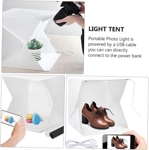 PRETYZOOM Mini Photography Light Box Portable LED Photo Tent with 4 Backdrops 20cm Small Softbox for Product and Jewelry Studio Shooting in Kuwait