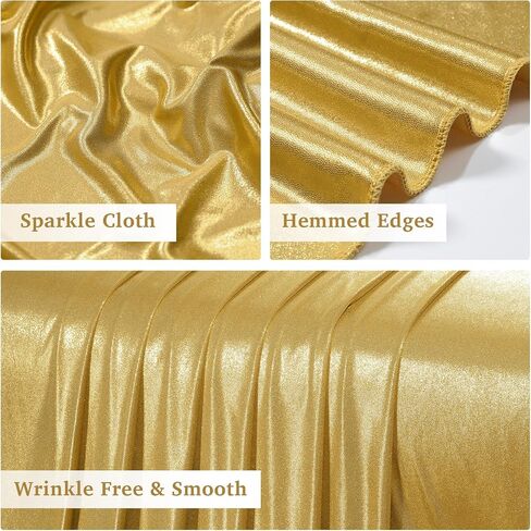 10ft x 10ft Gold Sequin Backdrop Curtain for Parties, Wrinkle Free Thick Glitter Photo Backdrop Drapes 2 Panels 5x10FT Shimmer Back Drop Cloth Shiny Fabric for Wedding Birthday Photography Background in Kuwait