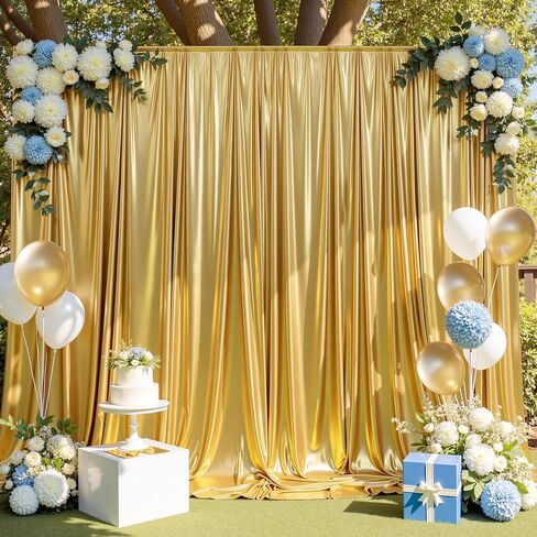 10ft x 10ft Gold Sequin Backdrop Curtain for Parties, Wrinkle Free Thick Glitter Photo Backdrop Drapes 2 Panels 5x10FT Shimmer Back Drop Cloth Shiny Fabric for Wedding Birthday Photography Background in Kuwait