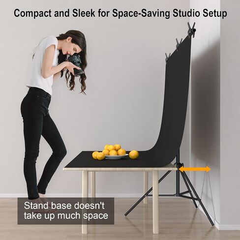 LINCO Lincostore 5x6.7ft Backdrop Stand, Portable Black Photo Backdrop Background with T-Shape Stand, Carry Bag, Spring Clamp for Photography Party Decoration Streaming Studio (Black Backdrop) in Kuwait
