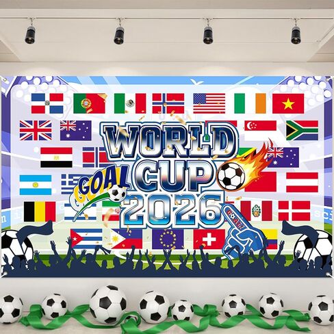 World Cup Football 2026 Tournament World Cup Backdrop 43x71 Inch World Cup Party Decorations Soccer Stadium Atmosphere Background for Party Decor and Football Fan Photography in Kuwait