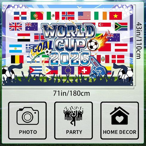 World Cup Football 2026 Tournament World Cup Backdrop 43x71 Inch World Cup Party Decorations Soccer Stadium Atmosphere Background for Party Decor and Football Fan Photography in Kuwait