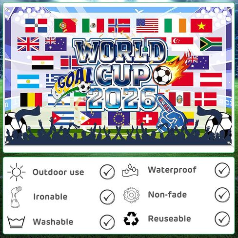 World Cup Football 2026 Tournament World Cup Backdrop 43x71 Inch World Cup Party Decorations Soccer Stadium Atmosphere Background for Party Decor and Football Fan Photography in Kuwait
