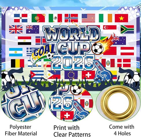 World Cup Football 2026 Tournament World Cup Backdrop 43x71 Inch World Cup Party Decorations Soccer Stadium Atmosphere Background for Party Decor and Football Fan Photography in Kuwait