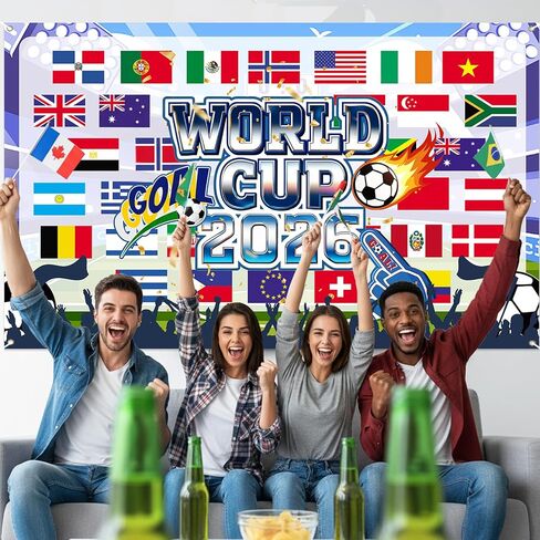 World Cup Football 2026 Tournament World Cup Backdrop 43x71 Inch World Cup Party Decorations Soccer Stadium Atmosphere Background for Party Decor and Football Fan Photography in Kuwait