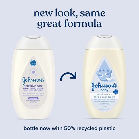 Johnson's Sensitive Care Baby Face & Body Cream with Vitamin B5, Daily Moisturizing Baby Cream to Calm, Nourish & Comfort Dry, Sensitive Skin, Lightly Scented, Hypoallergenic, 13.6 oz in Kuwait