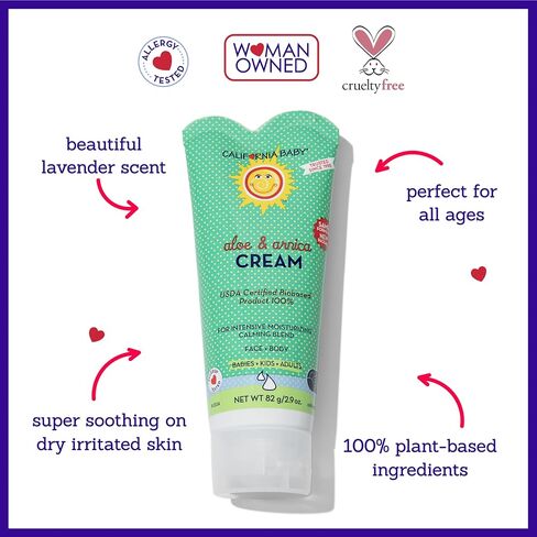 California Baby Aloe Vera & Arnica Cream | Soothing After Sun Lotion | 100% Plant-Based Sunburn Relief | Moisturizes Irritated Skin | 82 g / 2.9 oz. in Kuwait
