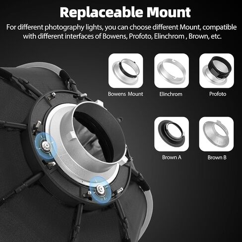 Ambitful 25.6inch 65cm Quick Release Octagonal Softbox, Bowens Mount | With honeycomb grid, double diffusers, carry bag, for studio flash COB video light, portrait photography in Saudi Arabia
