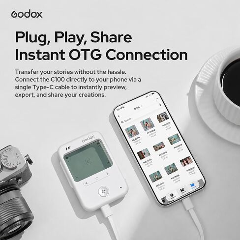 Godox C100 Transparent Viewfinder Camera with 1GB TF Card | OTG phone sharing, built-in light meter, photo/video modes, four aspect ratios, approx. 65g pocket body in Kuwait