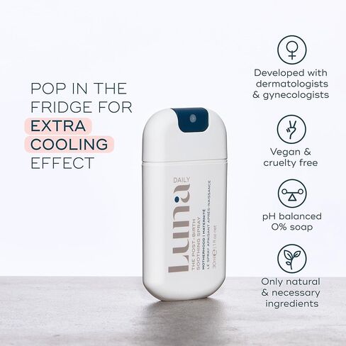 Luna Daily Postpartum Spray, Fragrance-Free with Aloe Vera | pH-Balanced Perineal & Feminine Recovery Care | Cooling Relief for Intimate Itch | Vegan, Soothing Cleanser & Pregnancy-Safe, 30ml in Kuwait