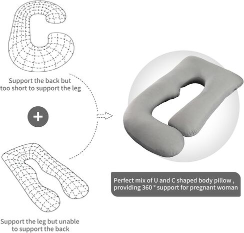 U Shaped Pregnancy Pillow for Sleeping, Maternity Body Pillow for Women | 65'' Dark Grey Soft Maternity Pillow for Pregnant Women Removable Cover, Full Body Support for Back/Belly/Hips/Legs in Kuwait
