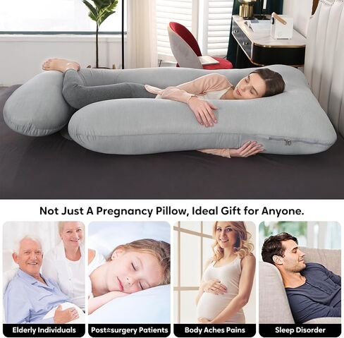 U Shaped Pregnancy Pillow for Sleeping, Maternity Body Pillow for Women | 65'' Dark Grey Soft Maternity Pillow for Pregnant Women Removable Cover, Full Body Support for Back/Belly/Hips/Legs in Kuwait