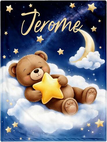 Personalized Baby Blanket for Boys, Custom Baby Blanket with Name Soft Personalized Name Blankets for Newborns, Toddlers Kids, Custom Gift Blankets for Birthday Baby Shower in Kuwait