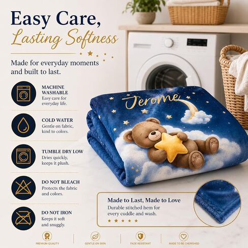 Personalized Baby Blanket for Boys, Custom Baby Blanket with Name Soft Personalized Name Blankets for Newborns, Toddlers Kids, Custom Gift Blankets for Birthday Baby Shower in Kuwait