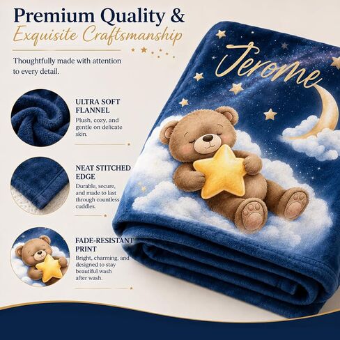 Personalized Baby Blanket for Boys, Custom Baby Blanket with Name Soft Personalized Name Blankets for Newborns, Toddlers Kids, Custom Gift Blankets for Birthday Baby Shower in Kuwait