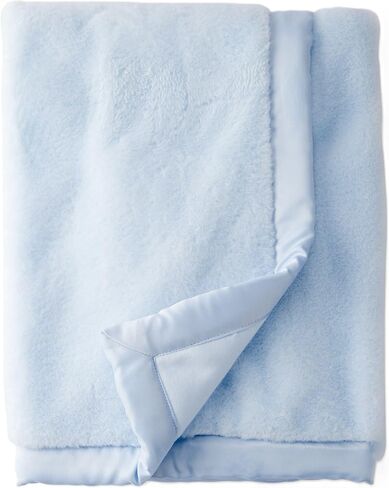 Carter's Baby Plush Blanket, Soft Cozy Stroller Blanket with Satin Border for Newborn Infant Boys and Girls, Lt Blue in Kuwait