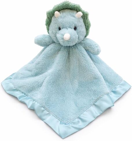 SONA G DESIGNS Personalized with Name Dinosaur Lovie Security Blanket, Teal Dino Dinosaur Plush with Satin Trim, 14x14 Inches, Baby Sleep Aid, 0-36 Months in Kuwait