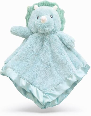 SONA G DESIGNS Personalized with Name Dinosaur Lovie Security Blanket, Teal Dino Dinosaur Plush with Satin Trim, 14x14 Inches, Baby Sleep Aid, 0-36 Months in Kuwait