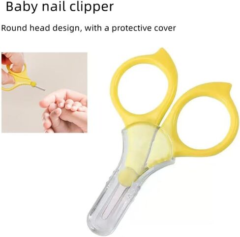 Baby Nail Scissors, 2-Pack Safety Round-Tip Stainless Steel Infant Nail Trimmer, with Safety Protective Cap, Newborn Baby Grooming Tool for Be Suitable for；Infant, Toddler, Kids in Kuwait