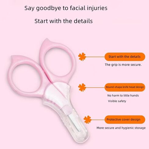 Baby Nail Scissors, 2-Pack Safety Round-Tip Stainless Steel Infant Nail Trimmer, with Safety Protective Cap, Newborn Baby Grooming Tool for Be Suitable for；Infant, Toddler, Kids in Kuwait
