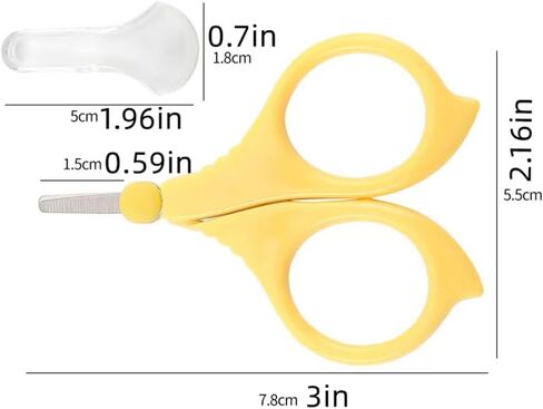 Baby Nail Scissors, 2-Pack Safety Round-Tip Stainless Steel Infant Nail Trimmer, with Safety Protective Cap, Newborn Baby Grooming Tool for Be Suitable for；Infant, Toddler, Kids in Kuwait