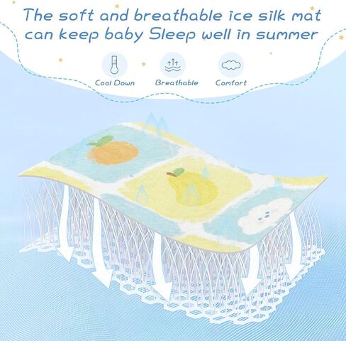 Yellow and Blue Bear Flower Check Pattern Cooling Baby Toddler Bed Mattress 28" x 52" Washable Mattress Protector Pads for Kids, Adult in Kuwait