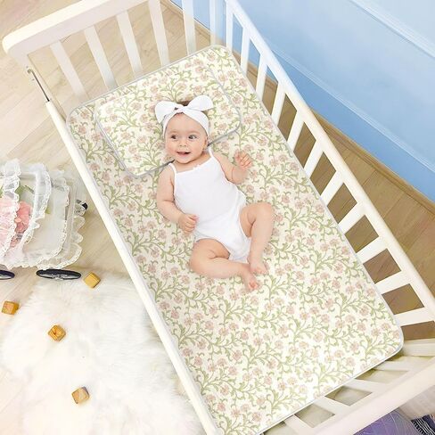 Retro Pink Small Flowers William Morris Cooling Baby Bed Mattress Protector 28" x 52" Ultra Soft Pads for Kids for Baby&Toddler in Kuwait