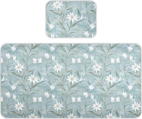 White Retro Flowers Cooling Baby Mattress Cover 28" x 52" Ultra Soft Bed Pads Washable for Kids, Adult in Kuwait
