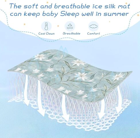 White Retro Flowers Cooling Baby Mattress Cover 28" x 52" Ultra Soft Bed Pads Washable for Kids, Adult in Kuwait