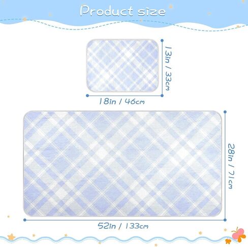 Blue Checkerboard Cooling Baby Mattress Protector 28" x 52" Reusable Bed Pads Disposable for Kids, Adult in Kuwait