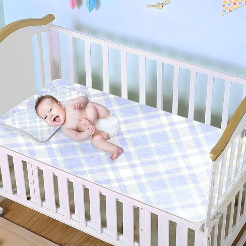 Blue Checkerboard Cooling Baby Mattress Protector 28" x 52" Reusable Bed Pads Disposable for Kids, Adult in Kuwait