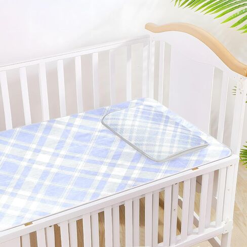 Blue Checkerboard Cooling Baby Mattress Protector 28" x 52" Reusable Bed Pads Disposable for Kids, Adult in Kuwait