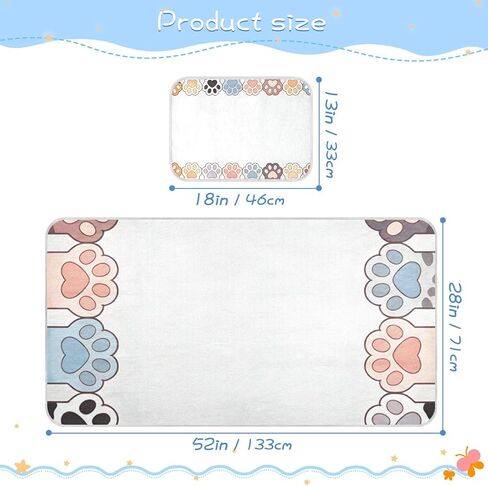 Cartoon Cute Colorful Cat Paws Cooling Baby Fitted Crib Mattress 28" x 52" Ultra Soft Bed Pads for Adults for Kids, Adult in Kuwait
