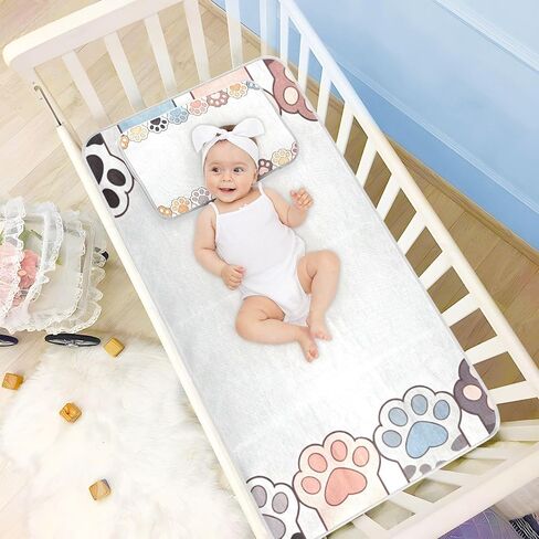 Cartoon Cute Colorful Cat Paws Cooling Baby Fitted Crib Mattress 28" x 52" Ultra Soft Bed Pads for Adults for Kids, Adult in Kuwait